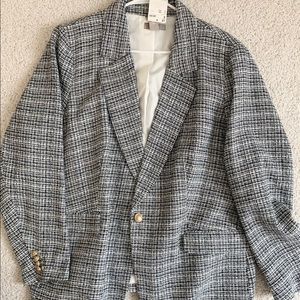 Light blue grey black gray H&M tweeted blazer with good buttons